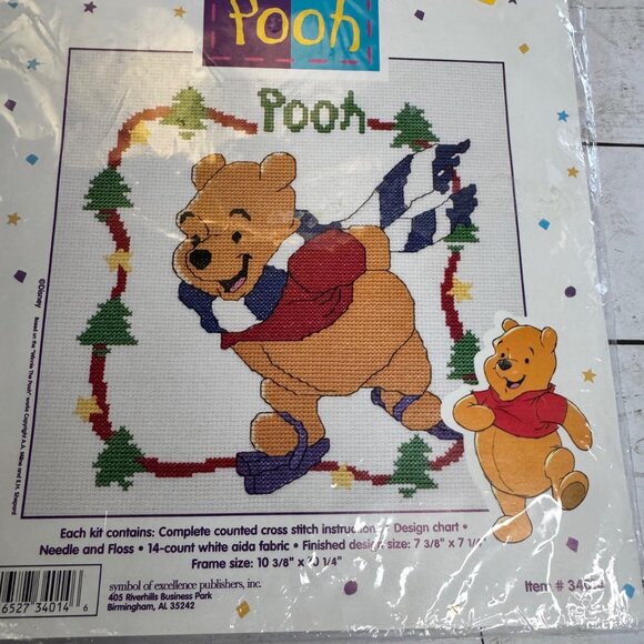 Winnie the Pooh Counted Cross Stitch Kit Ice Skating Christmas Disney Needlework - Picture 3 of 7